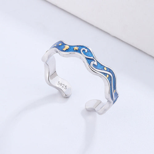 Blue Epoxy Ring Couple Ring