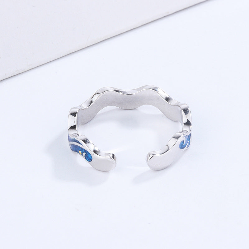 Blue Epoxy Ring Couple Ring