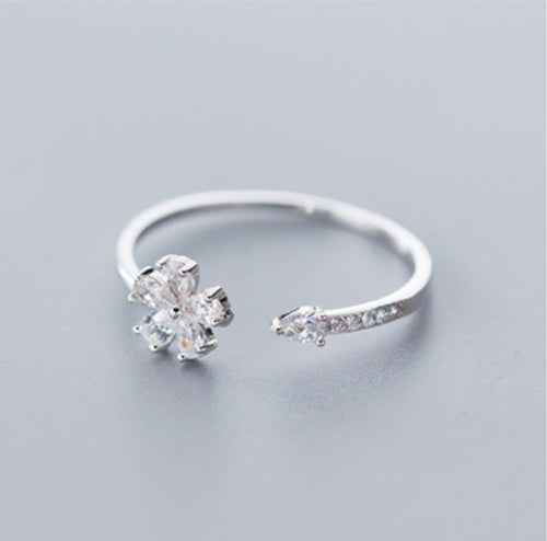 Five-petal Flower Korean Style Silver Ring