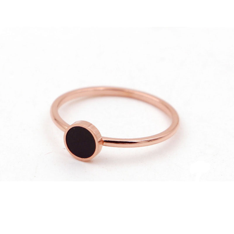 Black Round Index Finger Ring Female Trendy Titanium Steel Color Gold Plated Rose Gold Bracelet