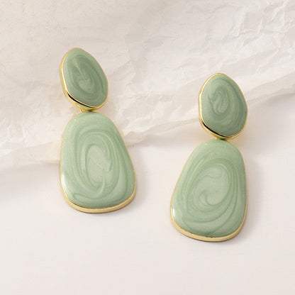Geometric Oval Earrings Earrings Candy Color Dripping Earrings