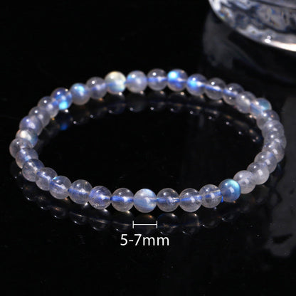 5A Genuine Natural Gray Moonstone Bead Charm Bracelets Women Men Fashon Blue Light  Labradorite Strand Energy Bracelet